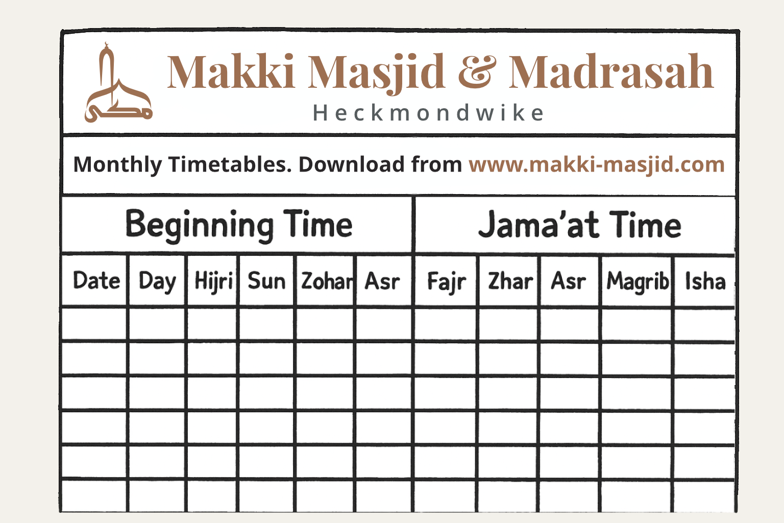Timetable Placeholder